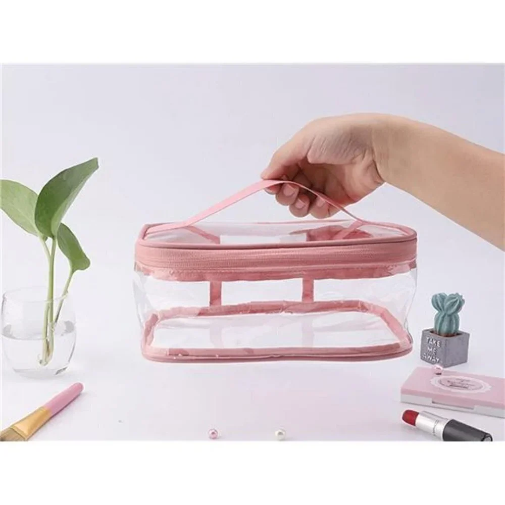 2 Pcs Makeup Bag Zipper Waterproof Cosmetics Bag Transparent Travel Storage